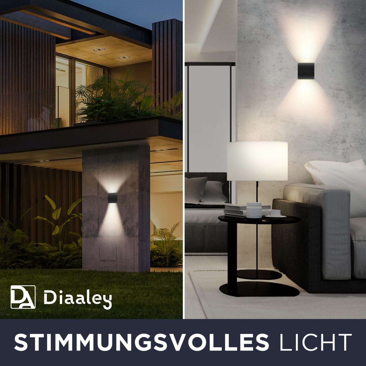 Diaaley® Premium LED-Wandleuchte | innen & aussen - LED Wandleuchte - Tell a Friend - schwarz