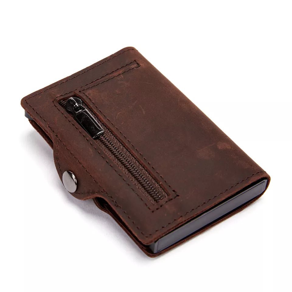 Leder Brieftasche mit AirTag Halterung - Brieftasche - Tell a Friend - schwarz