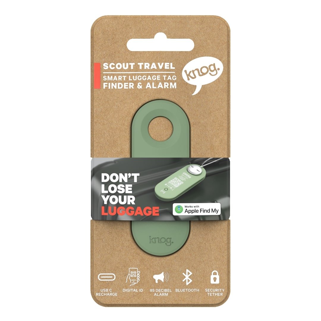 Knog Scout Travel - Gepäck Tag, Finder & Alarm mit Apple "Find My" Netzwerk - Gepäckanhänger - Tell a Friend - 9328389032032